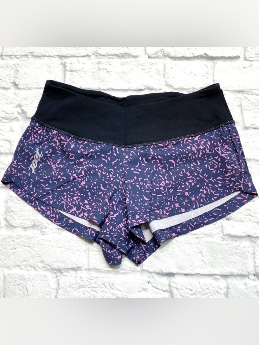 Zoot Black Waistband Navy Shorts with Pink Print